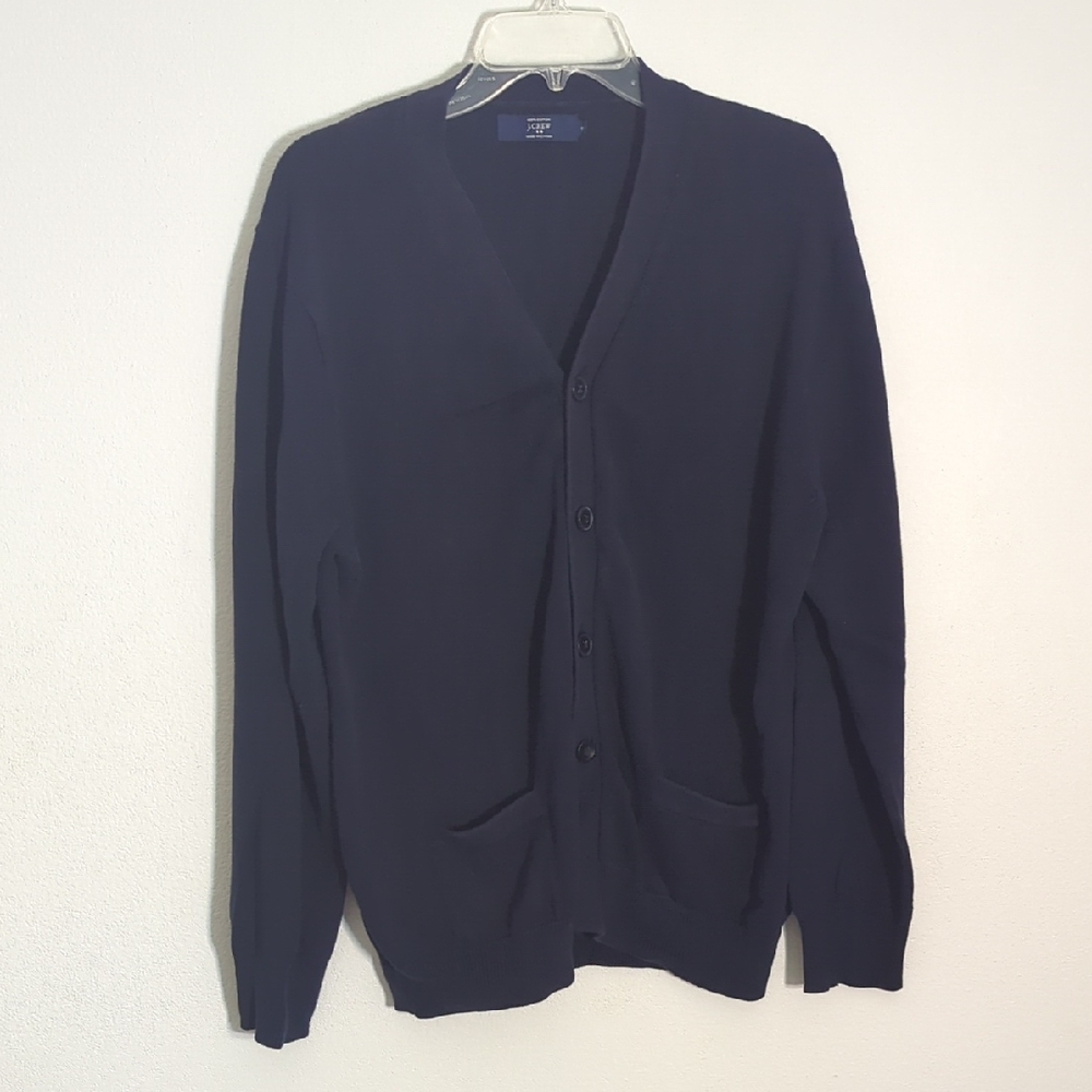 J Crew Cardigan Sweater Grandpa Mr‎ Rogers Cosby Preppy Blue 100% Cotton XL